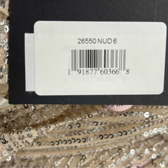 Ieena for Mac Duggal ONE-SHOULDER RUCHED SEQUINED GOWN in Nude - Picture 12 of 12